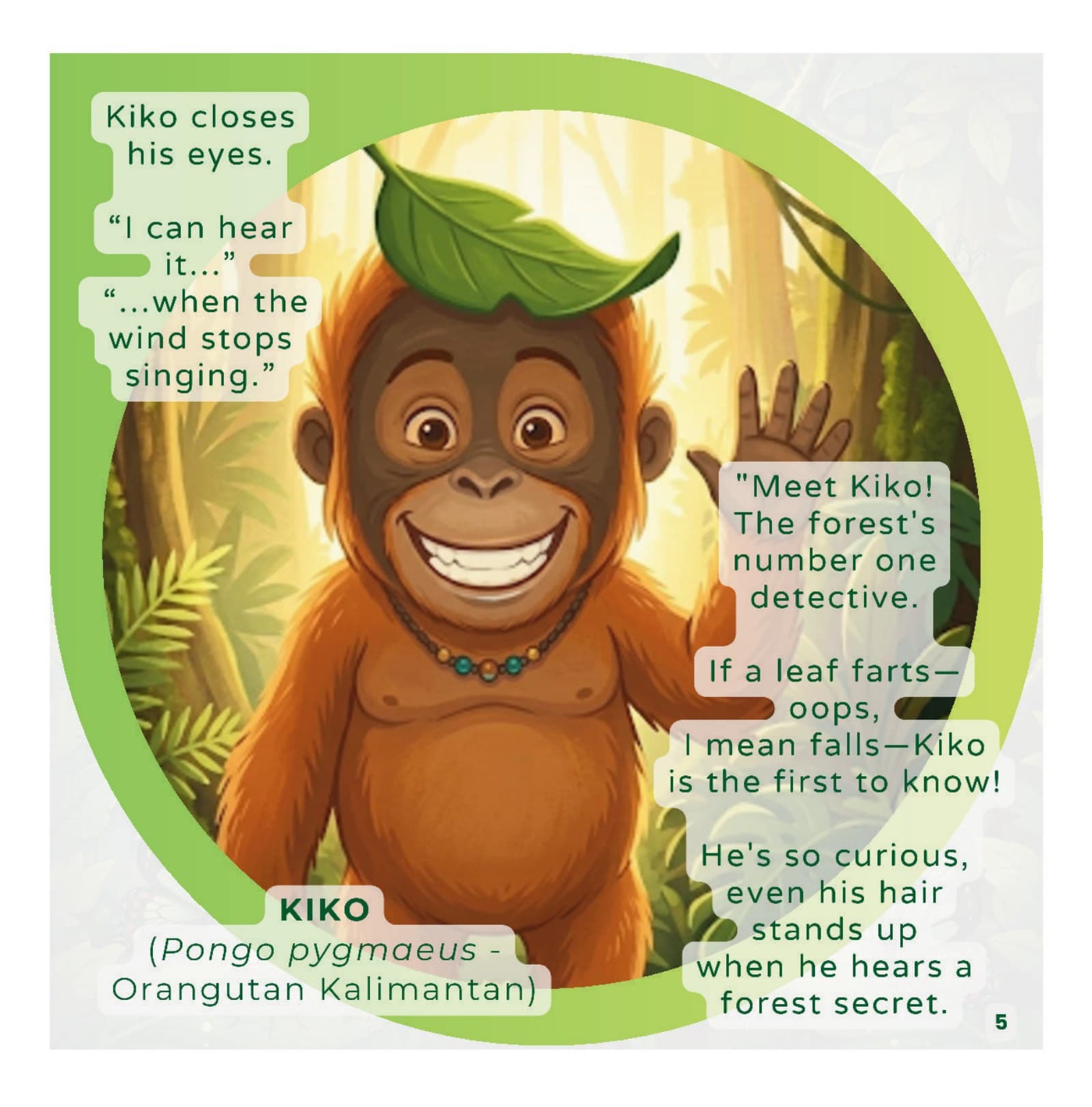 Book 1 page: meet Kiko the orangutan