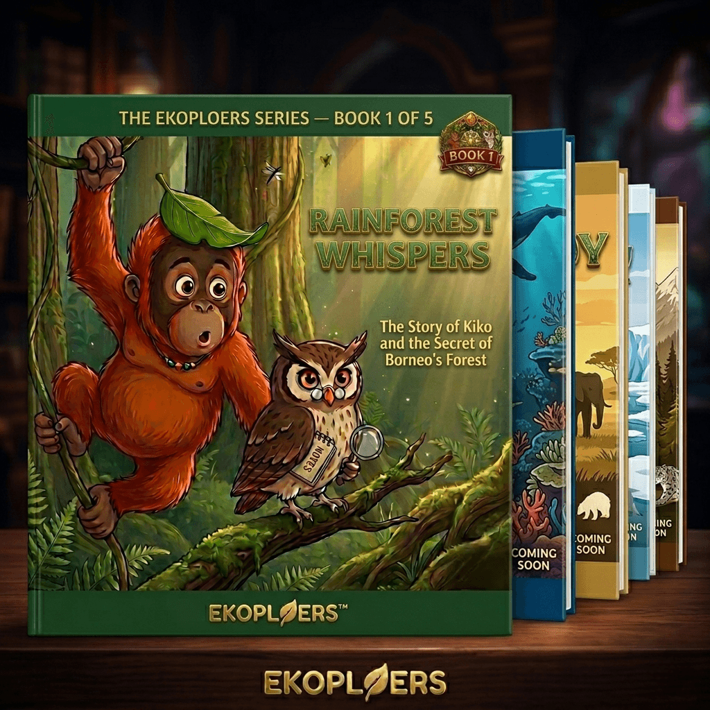 EKOPLOERS book series: five bilingual Kiko and Boni adventure books